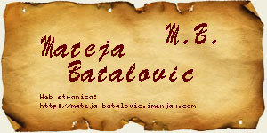 Mateja Batalović vizit kartica